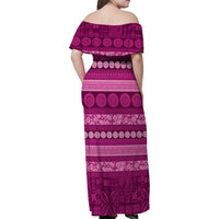 Fiji Marau na Kerisimasi Family Matching Off Shoulder Maxi Dress and Hawaiian Shirt Pink Tapa Masi Inspired Christmas - Polynesian Pride
