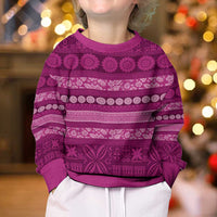 Fiji Marau na Kerisimasi Kid Ugly Christmas Sweater Pink Tapa Masi Inspired Christmas - Polynesian Pride