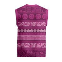 Fiji Marau na Kerisimasi Christmas Knitted V-Neck Vest Pink Tapa Masi Inspired Christmas - Polynesian Pride
