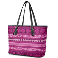 Fiji Marau na Kerisimasi Leather Tote Bag Pink Tapa Masi Inspired Christmas - Polynesian Pride
