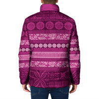 Fiji Marau na Kerisimasi Padded Jacket Pink Tapa Masi Inspired Christmas - Polynesian Pride