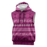 Fiji Marau na Kerisimasi Sleeveless Hoodie Pink Tapa Masi Inspired Christmas - Polynesian Pride