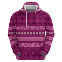 Fiji Marau na Kerisimasi Zip Hoodie Pink Tapa Masi Inspired Christmas - Polynesian Pride
