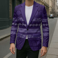 Fiji Marau na Kerisimasi Blazer Purple Tapa Masi Inspired Christmas - Polynesian Pride