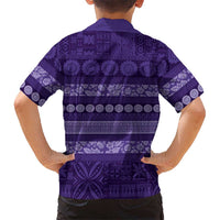 Fiji Marau na Kerisimasi Family Matching Mermaid Dress and Hawaiian Shirt Purple Tapa Masi Inspired Christmas LT9 - Polynesian Pride