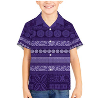 Fiji Marau na Kerisimasi Family Matching Mermaid Dress and Hawaiian Shirt Purple Tapa Masi Inspired Christmas LT9 Son's Shirt Purple - Polynesian Pride