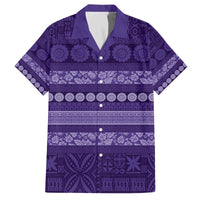 Fiji Marau na Kerisimasi Family Matching Off The Shoulder Long Sleeve Dress and Hawaiian Shirt Purple Tapa Masi Inspired Christmas - Polynesian Pride