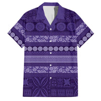 Fiji Marau na Kerisimasi Family Matching Off Shoulder Maxi Dress and Hawaiian Shirt Purple Tapa Masi Inspired Christmas LT9 Dad's Shirt - Short Sleeve Purple - Polynesian Pride