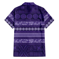 Fiji Marau na Kerisimasi Family Matching Off Shoulder Short Dress and Hawaiian Shirt Purple Tapa Masi Inspired Christmas LT9 - Polynesian Pride