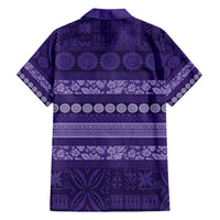 Fiji Marau na Kerisimasi Family Matching Short Sleeve Bodycon Dress and Hawaiian Shirt Purple Tapa Masi Inspired Christmas - Polynesian Pride