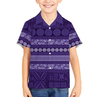 Fiji Marau na Kerisimasi Family Matching Summer Maxi Dress and Hawaiian Shirt Purple Tapa Masi Inspired Christmas LT9 Son's Shirt Purple - Polynesian Pride