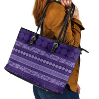 Fiji Marau na Kerisimasi Leather Tote Bag Purple Tapa Masi Inspired Christmas - Polynesian Pride