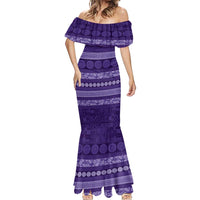 Fiji Marau na Kerisimasi Mermaid Dress Purple Tapa Masi Inspired Christmas - Polynesian Pride