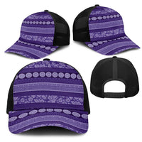 Fiji Marau na Kerisimasi Mesh Trucker Cap Purple Tapa Masi Inspired Christmas - Polynesian Pride