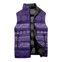 Fiji Marau na Kerisimasi Sleeveless Puffer Jacket Purple Tapa Masi Inspired Christmas - Polynesian Pride