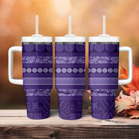 Fiji Marau na Kerisimasi Tumbler With Handle Purple Tapa Masi Inspired Christmas - Polynesian Pride