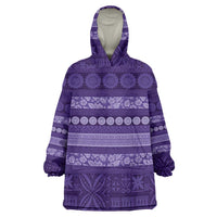 Fiji Marau na Kerisimasi Wearable Blanket Hoodie Purple Tapa Masi Inspired Christmas - Polynesian Pride