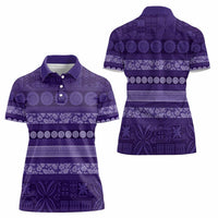 Fiji Marau na Kerisimasi Women Polo Shirt Purple Tapa Masi Inspired Christmas - Polynesian Pride