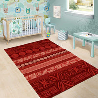 Fiji Marau na Kerisimasi Area Rug Red Tapa Masi Inspired Christmas - Polynesian Pride