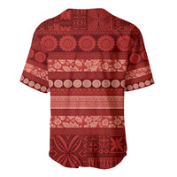 Fiji Marau na Kerisimasi Baseball Jersey Red Tapa Masi Inspired Christmas - Polynesian Pride
