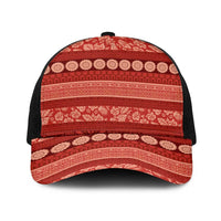 Fiji Marau na Kerisimasi Baseball Net Cap Red Tapa Masi Inspired Christmas - Polynesian Pride