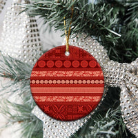 Fiji Marau na Kerisimasi Ceramic Ornament Red Tapa Masi Inspired Christmas - Polynesian Pride