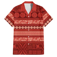 Fiji Marau na Kerisimasi Family Matching Mermaid Dress and Hawaiian Shirt Red Tapa Masi Inspired Christmas LT9 Dad's Shirt - Short Sleeve Red - Polynesian Pride