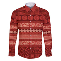 Fiji Marau na Kerisimasi Family Matching Off The Shoulder Long Sleeve Dress and Hawaiian Shirt Red Tapa Masi Inspired Christmas - Polynesian Pride