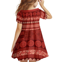 Fiji Marau na Kerisimasi Family Matching Puletasi and Hawaiian Shirt Red Tapa Masi Inspired Christmas LT9 - Polynesian Pride