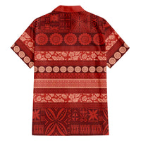 Fiji Marau na Kerisimasi Family Matching Summer Maxi Dress and Hawaiian Shirt Red Tapa Masi Inspired Christmas LT9 - Polynesian Pride