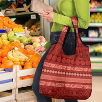 Fiji Marau na Kerisimasi Grocery Bag Red Tapa Masi Inspired Christmas - Polynesian Pride