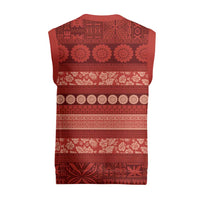 Fiji Marau na Kerisimasi Christmas Knitted V-Neck Vest Red Tapa Masi Inspired Christmas - Polynesian Pride