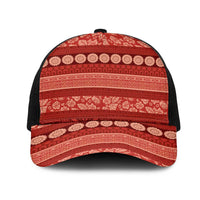 Fiji Marau na Kerisimasi Mesh Trucker Cap Red Tapa Masi Inspired Christmas - Polynesian Pride