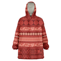 Fiji Marau na Kerisimasi Wearable Blanket Hoodie Red Tapa Masi Inspired Christmas - Polynesian Pride