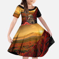 Maori Kiwi Soldier Fern Tattoo ANZAC Day Family Matching Mermaid Dress and Hawaiian Shirt Lest We Forget