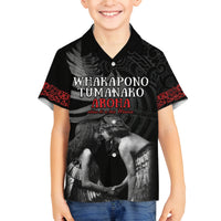 New Zealand Mother's Day Family Matching Off The Shoulder Long Sleeve Dress and Hawaiian Shirt Maori Hongi Aroha Ahau Ki A Koe Mama LT9 Son's Shirt Black - Polynesian Pride