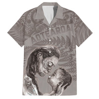 New Zealand Mother's Day Family Matching Off Shoulder Maxi Dress and Hawaiian Shirt Maori Mo Toku Mama Silver Fern LT9 Dad's Shirt - Short Sleeve Nude - Polynesian Pride
