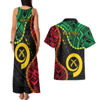Personalised Vanuatu 44th Anniversary Couples Matching Tank Maxi Dress and Hawaiian Shirt Tugeta Yumi Selebretem Indipendens Dei