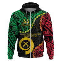 Personalised Vanuatu 44th Anniversary Hoodie Tugeta Yumi Selebretem Indipendens Dei LT9 Zip Hoodie Black - Polynesian Pride