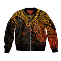 Aotearoa Maori Koru Sleeve Zip Bomber Jacket Polynesian Pacific Tribal - Gold LT9 Unisex Gold - Polynesian Pride