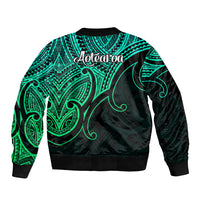 Aotearoa Maori Koru Bomber Jacket Polynesian Pacific Tribal - Green LT9 - Polynesian Pride