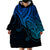 Custom Aotearoa Maori Koru Wearable Blanket Hoodie Polynesian Pacific Tribal - Blue LT9 - Polynesian Pride