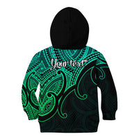 Custom Aotearoa Maori Koru Kid Hoodie Polynesian Pacific Tribal - Green LT9 - Polynesian Pride