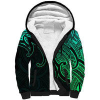 Custom Aotearoa Maori Koru Sherpa Hoodie Polynesian Pacific Tribal - Green LT9 Unisex Green - Polynesian Pride