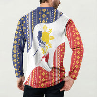 Philippines Flag Day Button Sweatshirt Filipino Traditional Igorot Tribal Pattern LT9 - Polynesian Pride