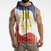 Philippines Flag Day Sleeveless Zip Hoodie Filipino Traditional Igorot Tribal Pattern LT9 - Polynesian Pride