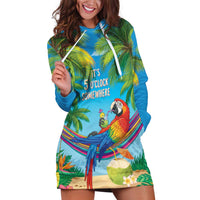 5 Oclock Somewhere Hoodie Dress Hawaii Parrots Cocktail Summer Beach Vibe - Polynesian Pride
