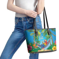 5 Oclock Somewhere Leather Tote Bag Hawaii Parrots Cocktail Summer Beach Vibe LT9 - Polynesian Pride