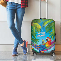 5 Oclock Somewhere Luggage Cover Hawaii Parrots Cocktail Summer Beach Vibe - Polynesian Pride
