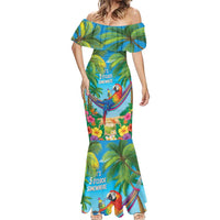 5 Oclock Somewhere Mermaid Dress Hawaii Parrots Cocktail Summer Beach Vibe - Polynesian Pride